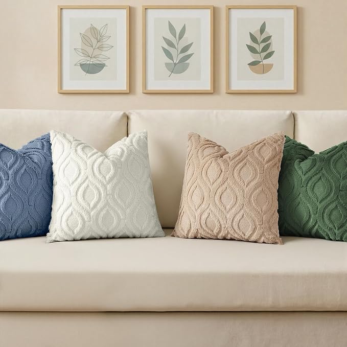decorUhome Throw Pillow Covers 26x26 Inch Set of 2, Soft Plush Faux Wool Blue - Image 4