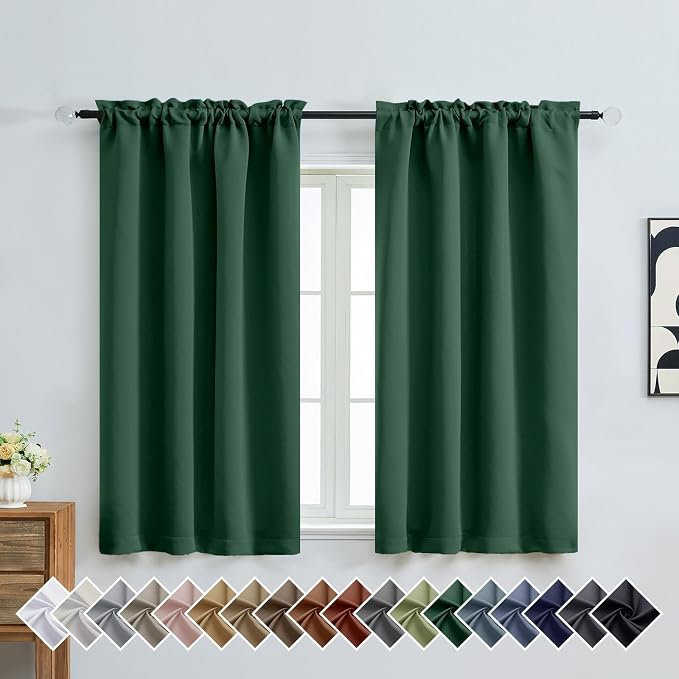 OVZME Christmas Green Short Blackout Curtains by OVZME