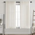 Cream Linen Back Tab Pocket Curtains 60 Inch Length by Nanspring