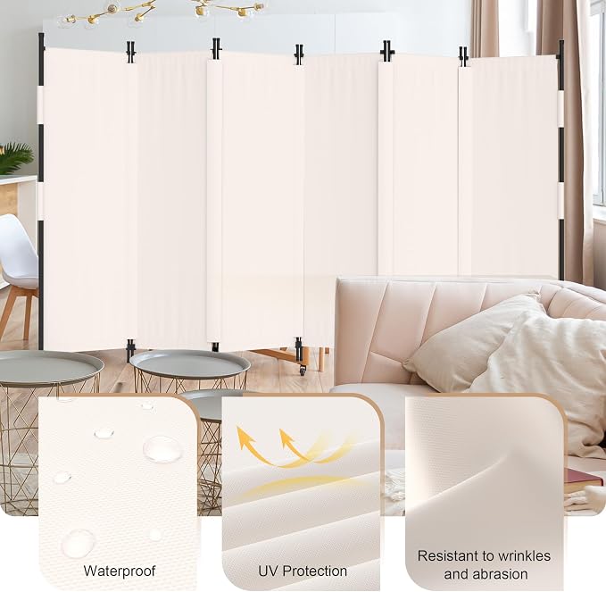Room Divider, 6 Panel Upgraded Folding Privacy Screen, 132” Highly Secretive - Image 2
