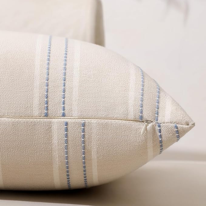 Hckot Throw Pillow Covers 22x22 Set of 2 Blue Pillow Covers Farmhouse - Image 3