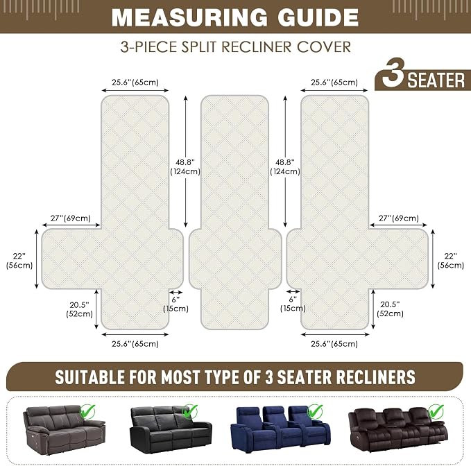 TAOCOCO 100% Waterproof Recliner Sofa Cover, Non Slip Split Couch Covers - Image 2