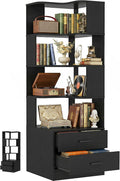 Armocity Corner Bookshelf with Drawers, 7 Tier Corner Book Shelf Display by Armocity