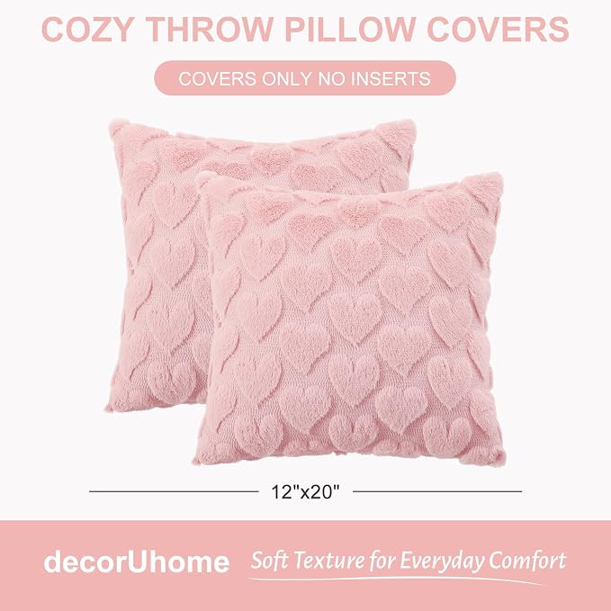 decorUhome Valentine’s Day Soft Plush Throw Pillow Covers 20x20 Inch Set of 2 - Image 6