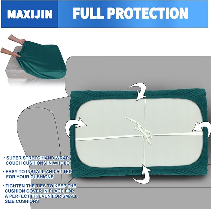 MAXIJIN 1 Piece Velvet Chaise Cover Stretch Sectional Couch Covers - Image 5