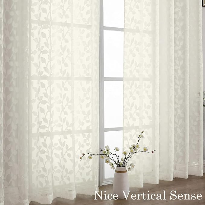 Chyhomenyc Extra Long Ivory Sheer Curtains 120 Inch Length 2 Panels Set - Image 9