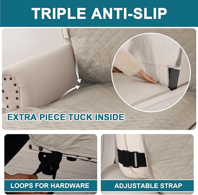 Turquoize 100% Waterproof Sofa Covers Chaise Lounge L Shape Sofa Protector Slip - Image 4