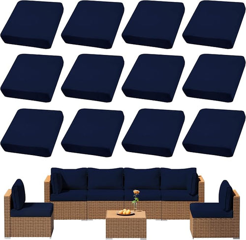 12Pcs Outdoor Cushion Covers, Patio Cushion Covers, Stretch Elastic Slipcovers by dreahoteztil