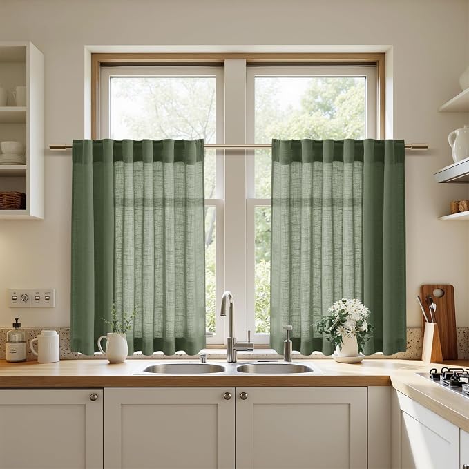 Nanspring Short Linen Curtains 36 Inch Length - Image 5
