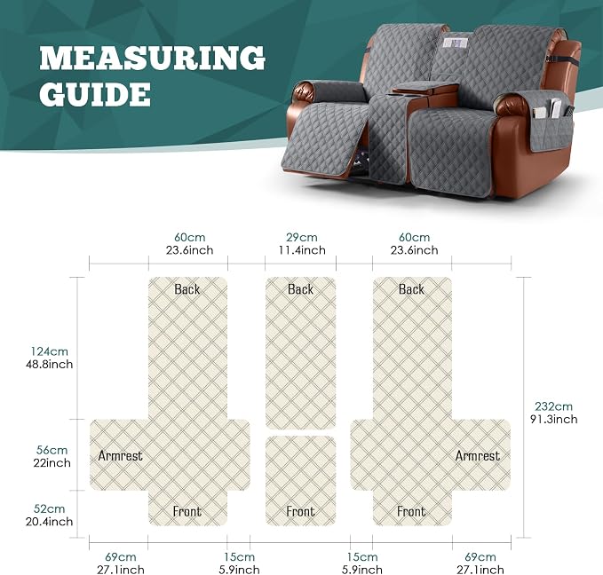 Ruaozz Waterproof Loveseat Recliner Cover - Image 2