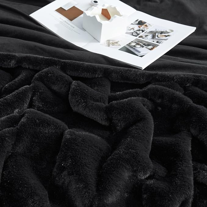 Cozy Bliss Deluxe Sheared Rabbit Faux Fur Throw Blanket, Soft Fuzzy High-Low - Image 8