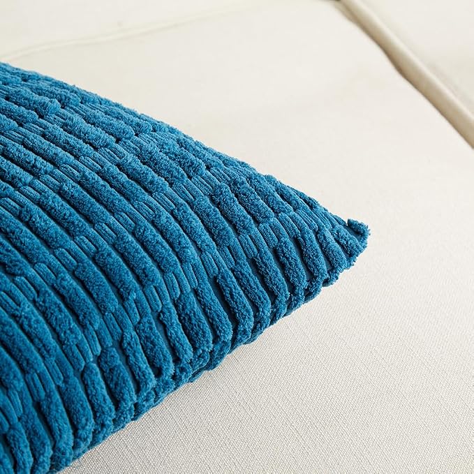 Fancy Homi 4 Packs Teal Decorative Throw Pillow Covers 20x20 Inch - Image 4