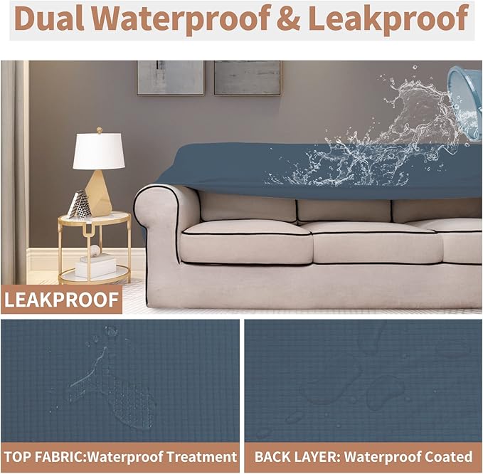 Easy-Going 100% Waterproof Oversized Loveseat Couch Cover, Dual Waterproof Sofa - Image 3