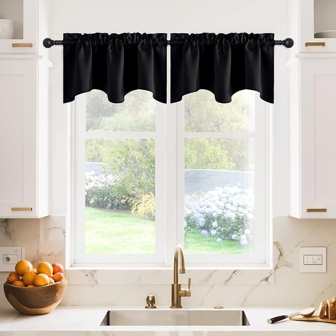 NICETOWN 2 Panels Blackout Valances Farmhouse Kitchen Window Treatment Thermal by NICETOWN