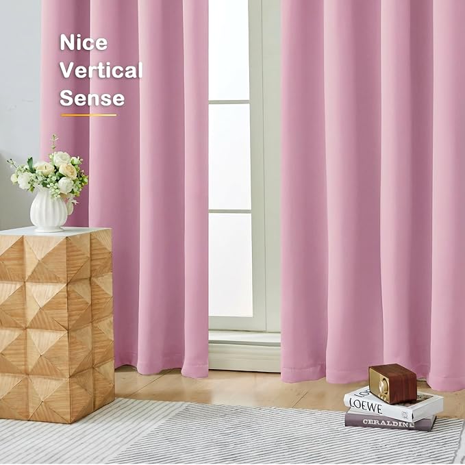 OVZME Pink Blackout Curtains for Girls Room 63 Inch Length 2 Panels, Protect - Image 9