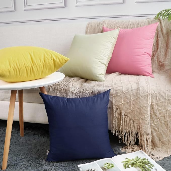 Thmyo 4-Pack 100% Cotton Comfortable Solid Decorative Throw Pillow Case Square - Image 3