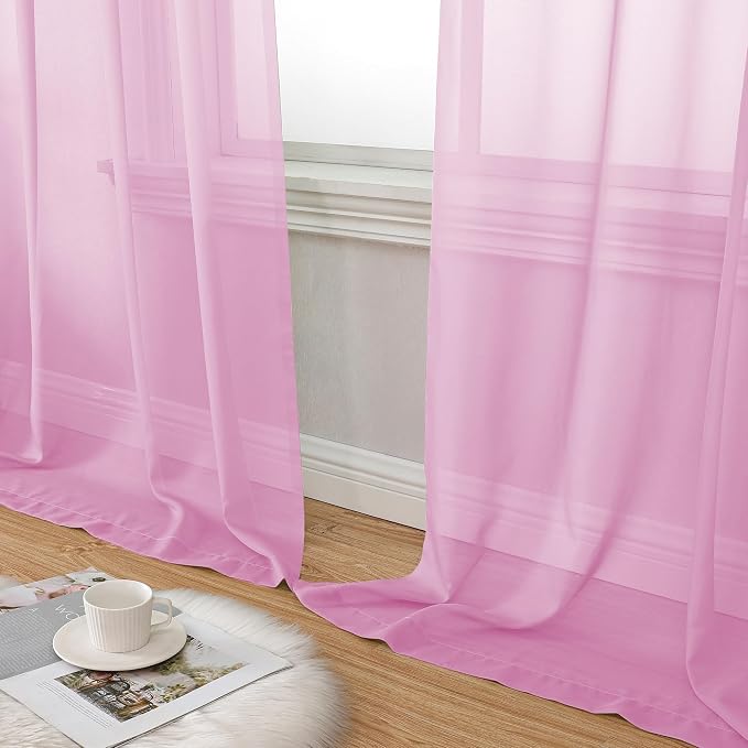 Aiyufeng 96inch Long Pink Sheers Drapes - Image 7
