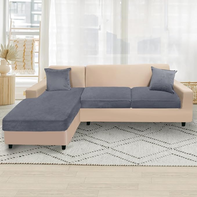NAISI Sectional Couch Cover 3 Pieces Velvet Separate Couch Cushion Covers L - Image 3