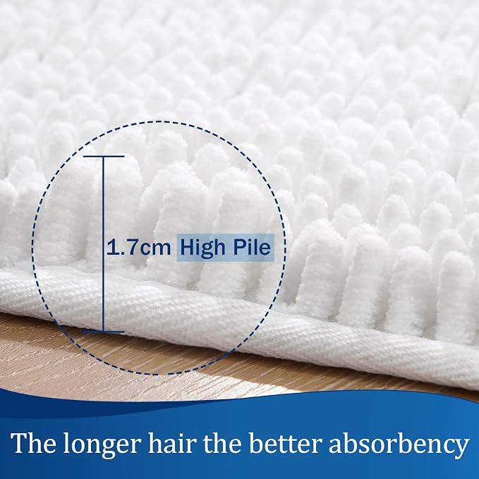LOCHAS Luxury Bathroom Rug Shaggy Bath Mat 24 x 17 Inch, Washable Non Slip Bath - Image 5