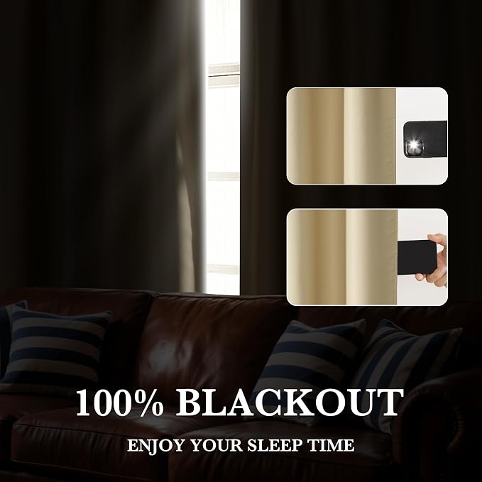 RYB HOME Bedroom Blackout Curtains 54 inches Long, 100% Blackout Thermal - Image 4