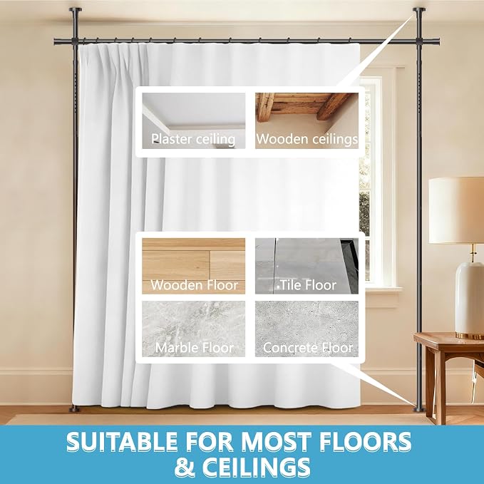Jilron No-Drill Divider for Room Separation Set: Includes 106" W x 96" L White - Image 8