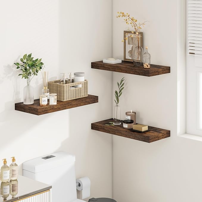 Vivelove 12" Deep Floating Shelves Over Toilet, Farmhouse Rustic Shelves - Image 9