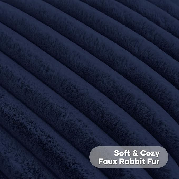 FUTEI Dark Navy Decorative Throw Pillow Covers Set of 2, 18x18 Inch Soft Fluffy - Image 2