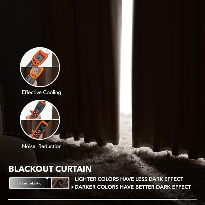 Deconovo Blackout Curtains, Thermal Insulated, W42 x L54 2 Panels, Back Tab - Image 5