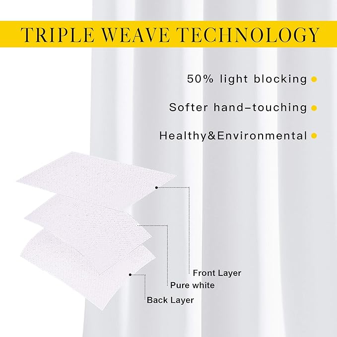 NICETOWN 50% Blackout White Curtain Set, Modern Design Solid Grommet - Image 3