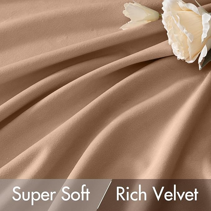 MIULEE Blush Beige Velvet Curtains 96 inches - Image 4
