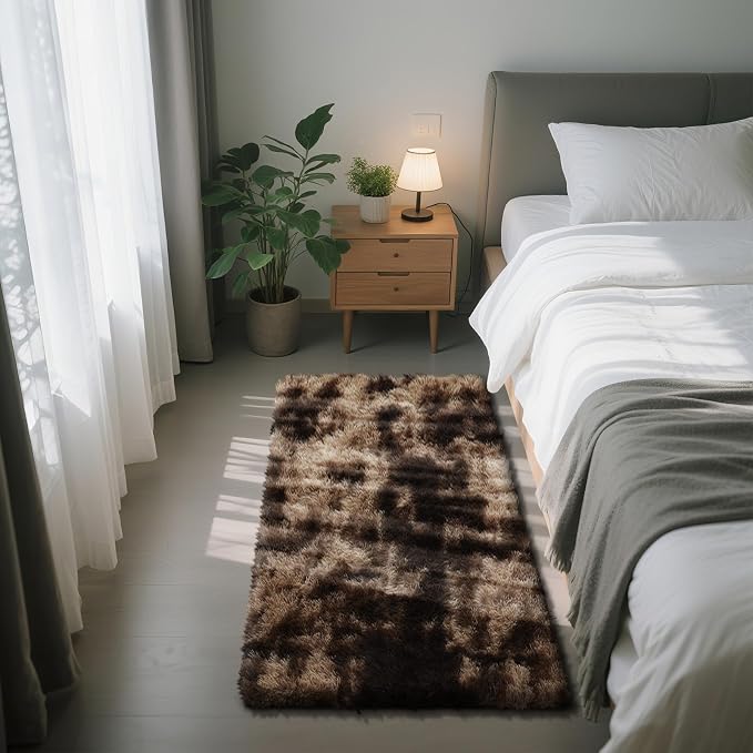 Fluffy Rug Shaggy Area Rug, Mottling Brown 2x4 Area Rugs by Yongyangjuxi