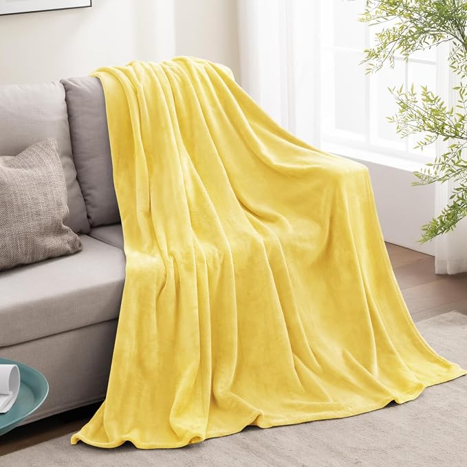 BEDELITE Fleece Blanket Light Yellow Throw Blankets - Image 5