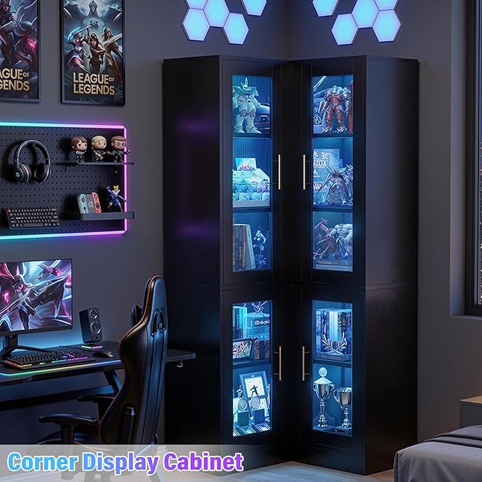 Armocity Corner Bookcase with Doors, 6-Tier Corner Book Shelf - Image 6