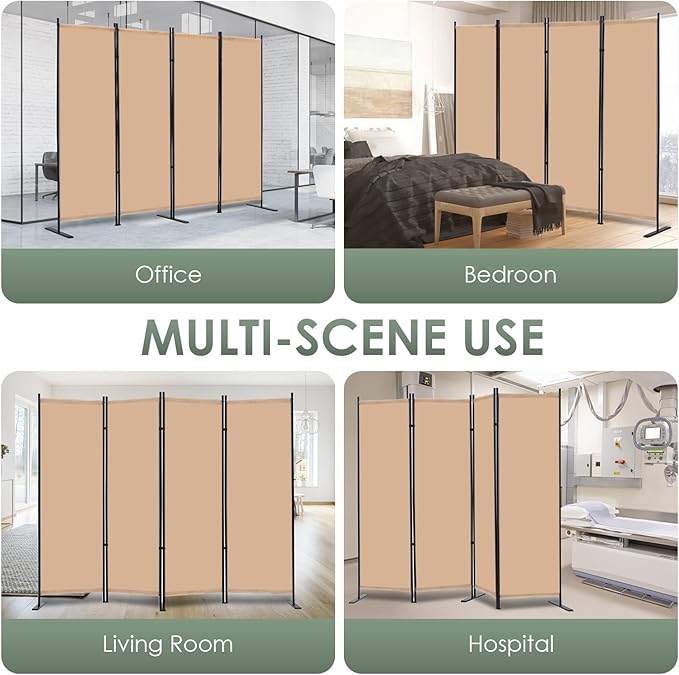 RANTILA 4 Panel Room Divider, 6 FT Folding Privacy Screen - Image 8