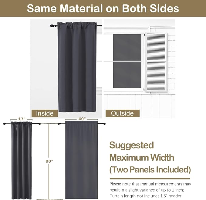 OVZME Charcoal Grey Blackout Curtains - Image 2