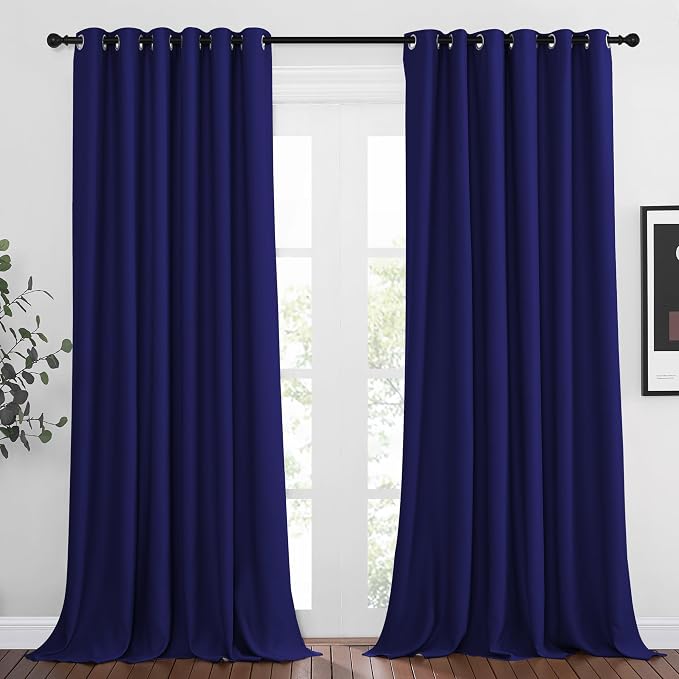NICETOWN Navy Blue Room Darkening Curtains 108 inch Length by NICETOWN