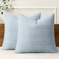 MIULEE Decorative Linen Check Euro Shams Throw Pillow Covers Neutral Farmhouse by MIULEE