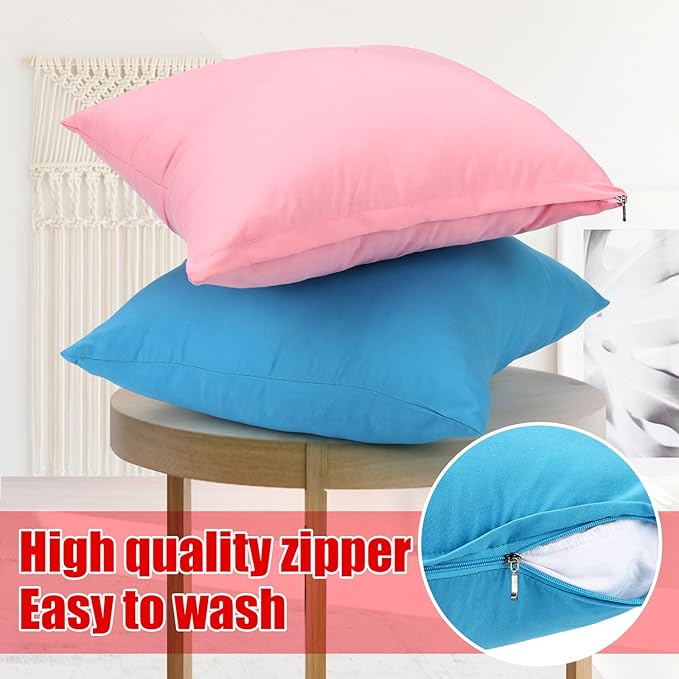 Preboun 8 Pcs 16 x 16 Inch Fresh Colors Decorative Throw Pillow Covers Mixed - Image 3