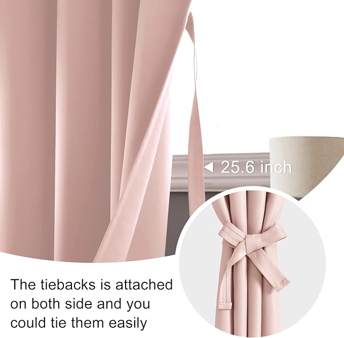 JIUZHEN Blush Pink Blackout Curtains - Image 5