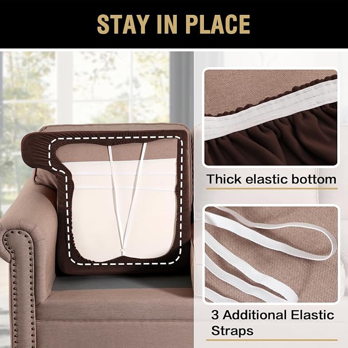 H.VERSAILTEX Stretch Velvet 2 Piece T Cushion Sofa Slipcovers - Image 7