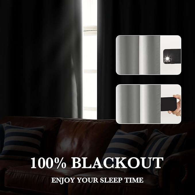 RYB HOME 100% Blackout Basement Curtains 24 inches Long, Heat & UV Blocking - Image 5