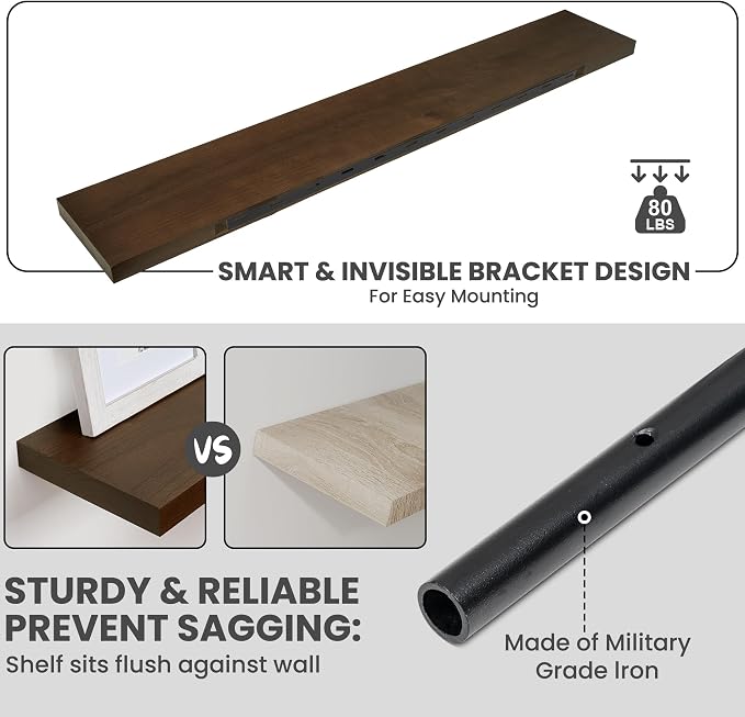 Marsmiles Solid Wood Floating Shelves - Image 7