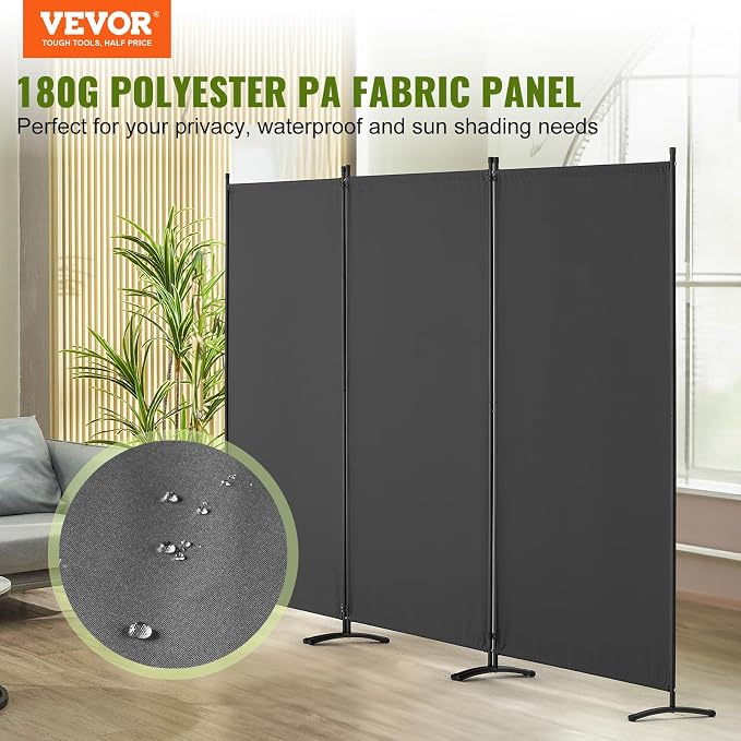 VEVOR Room Divider, 3 Panel Room Dividers and Folding Privacy Screens, Fabric - Image 2