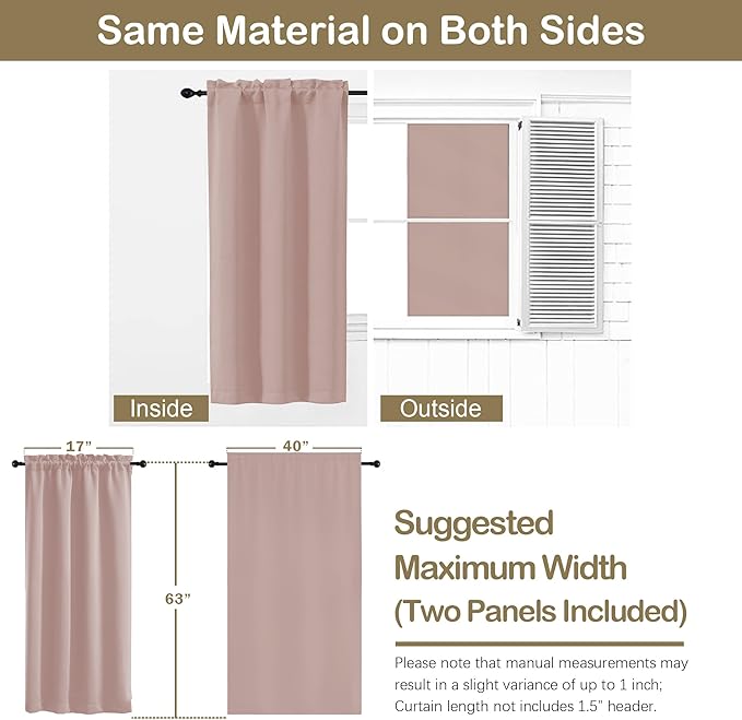 OVZME Blush Pink Blackout Curtains 2 Panels - Image 2