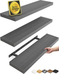 BAYKA Grey Floating Shelves for Wall, 22.5 inches Wall Mounted Rustic Wood by Bayka