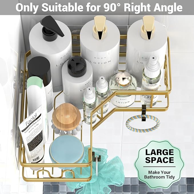 Corner Shower Caddy Bathroom Organizer: Adhesive Shower Rack Bathtub Shelves - Image 3