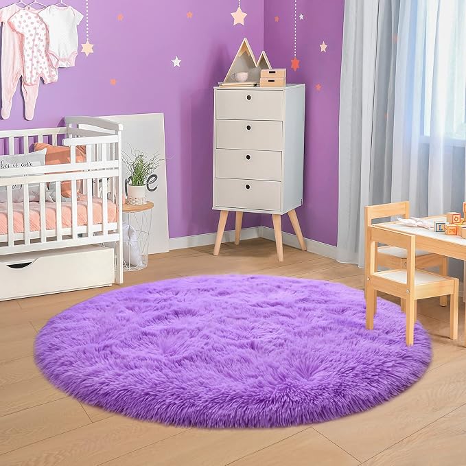 Merelax Soft Area Rug for Livingroom Bedroom, Machine Washable 4'Round Kids - Image 7