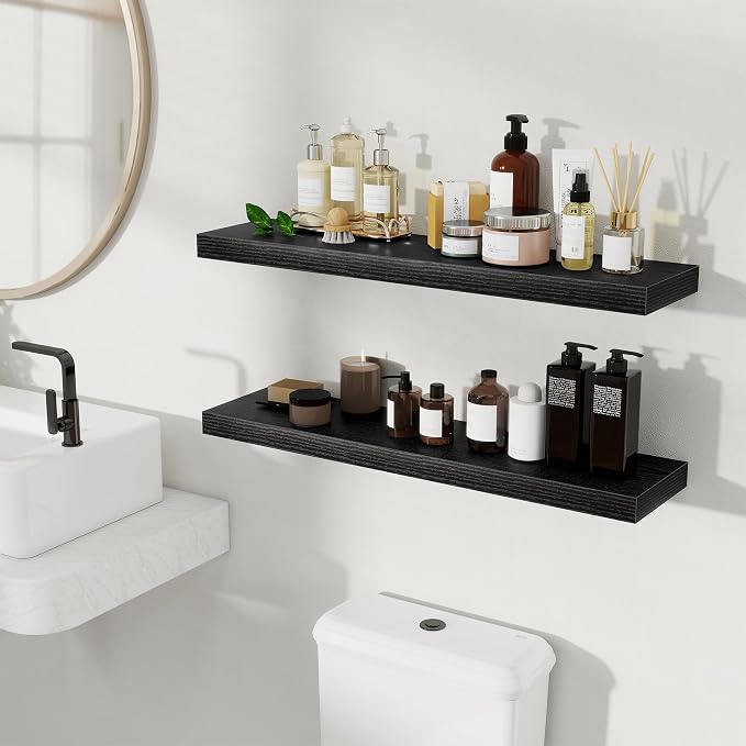 Fun Memories Floating Shelves for Wall, Rustic Wood Wall Mounted Shelves for - Image 2