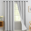 Yakamok White Linen Curtains 100% Blackout 96 Inches Long, Room Darkening by Yakamok