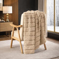 Cozy Bliss Deluxe Sheared Rabbit Faux Fur Throw Blanket, Soft Fuzzy High-Low by CozyBliss
